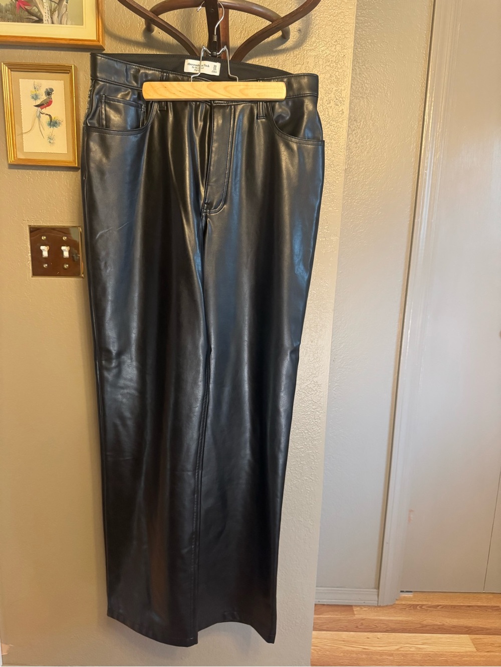 Abercrombie & Fitch Black Faux Leather Straight-Leg Women's Pants